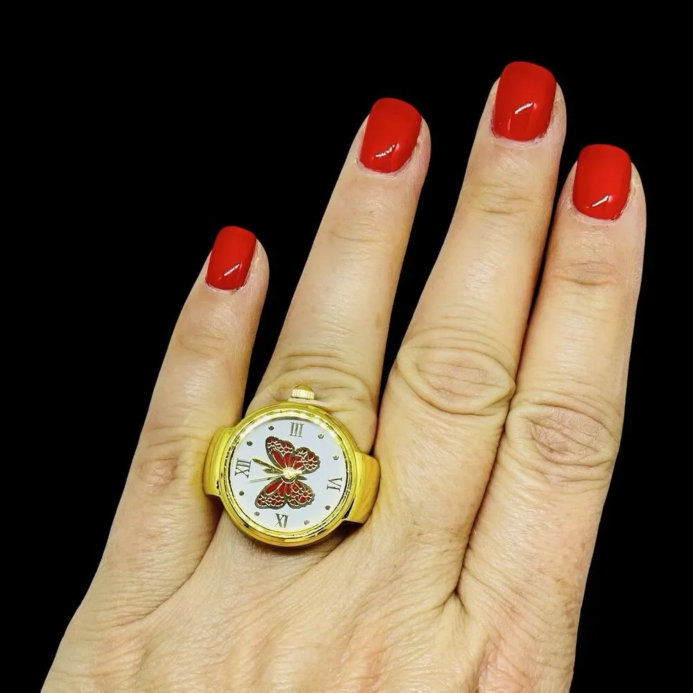 BOZHI Ring Watch Gold Design With Crystals New
